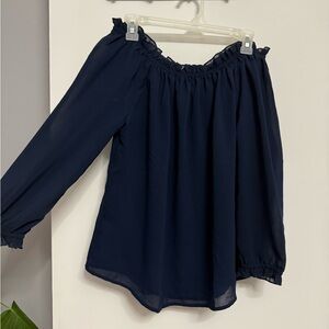 Elegant Navy Off-Shoulder Blouse